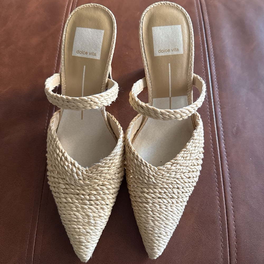 Dolce Vita Cream Woven Mules